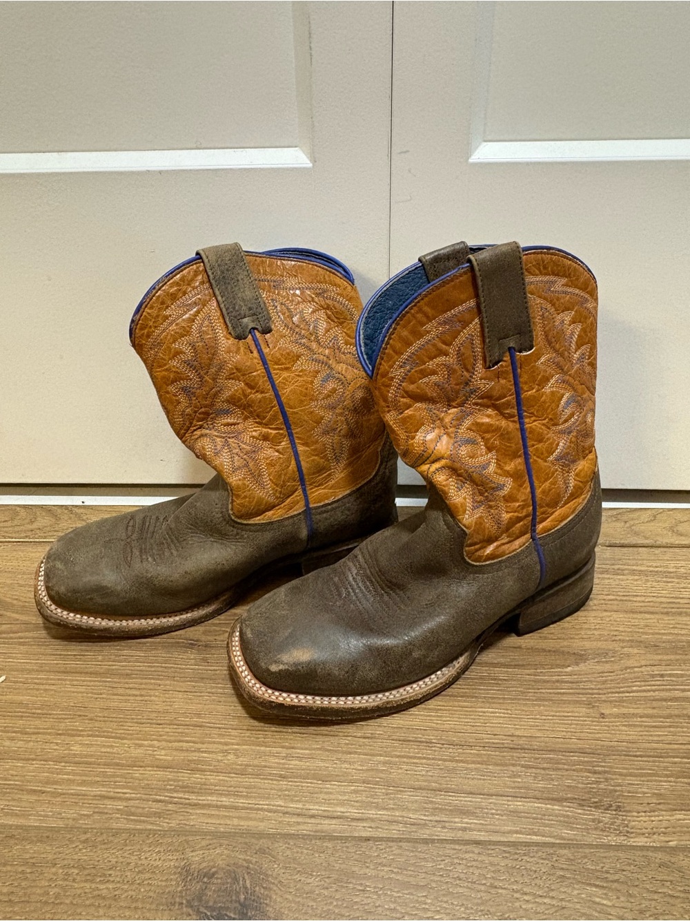 Roper Children’s Two-Tone Brown & Tan Western Cowboy Boots Ankle Square Size 2